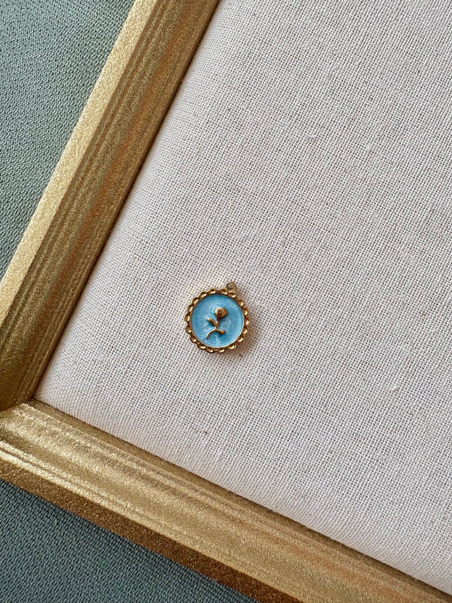 Blue Rose Pendant Charm