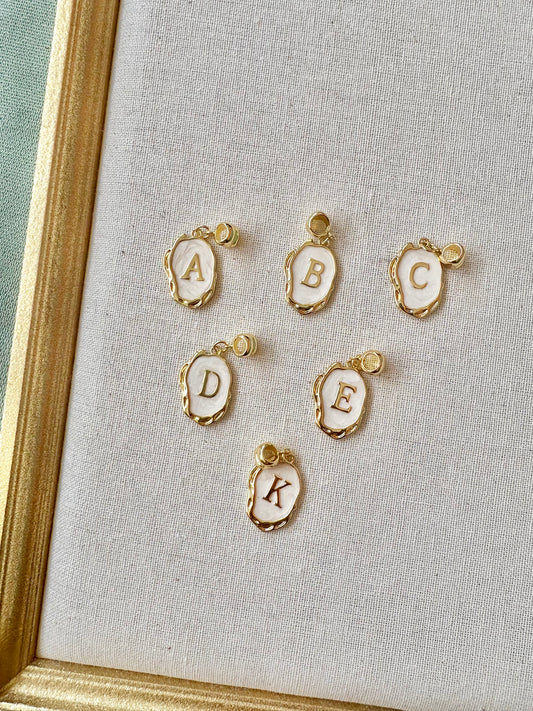 Chunky White Initial Charm