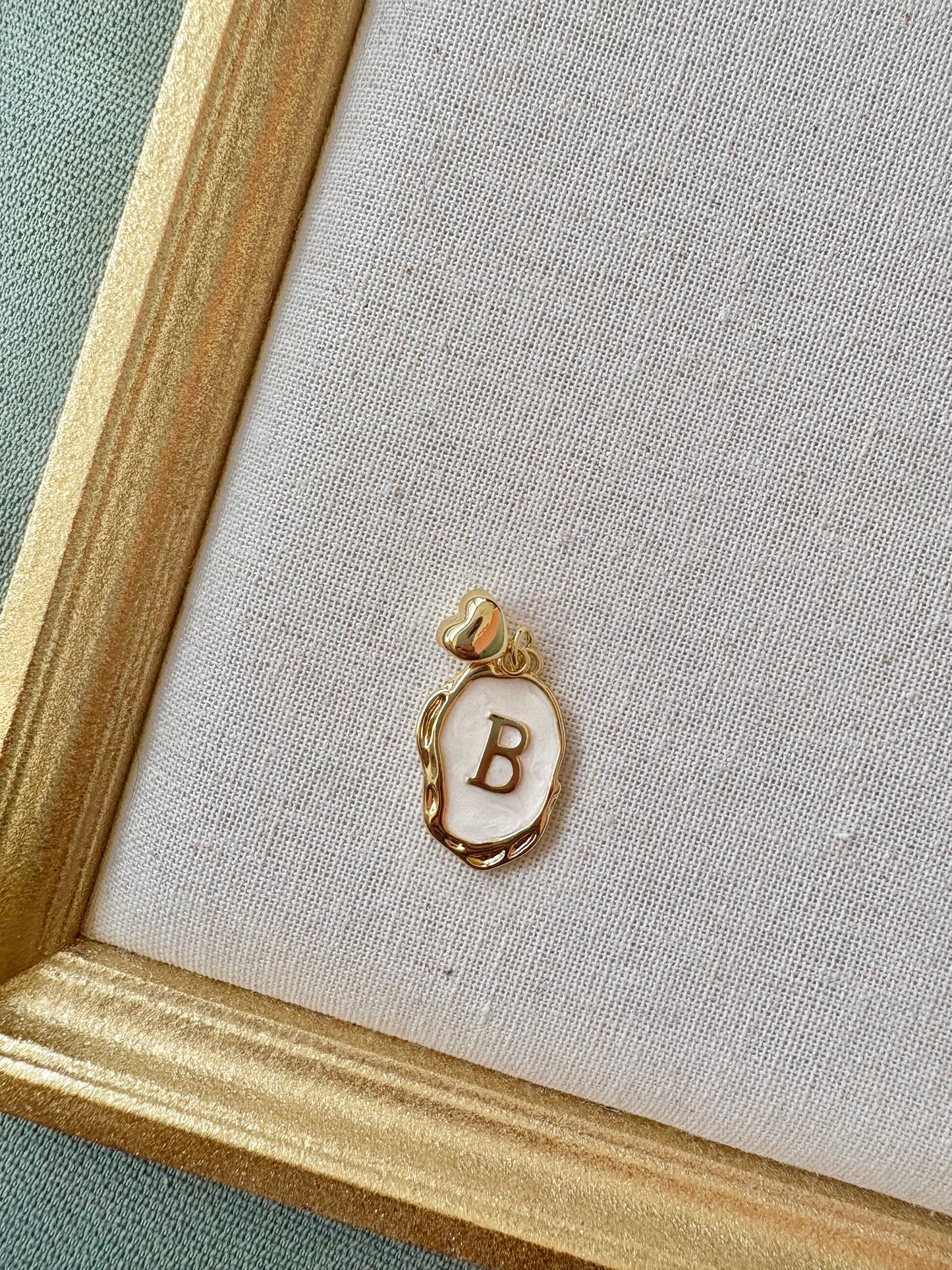 Chunky White Initial Charm