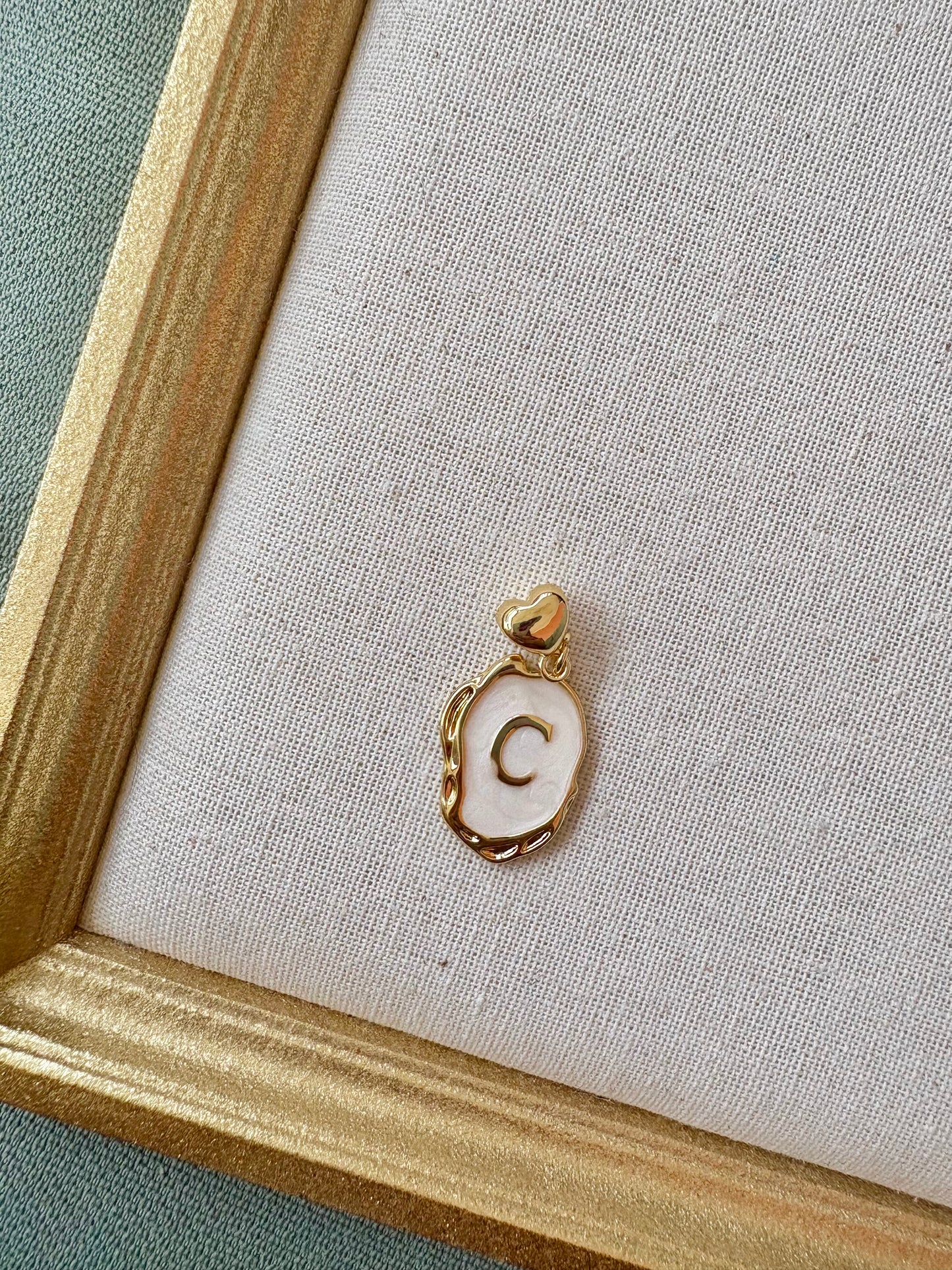 Chunky White Initial Charm