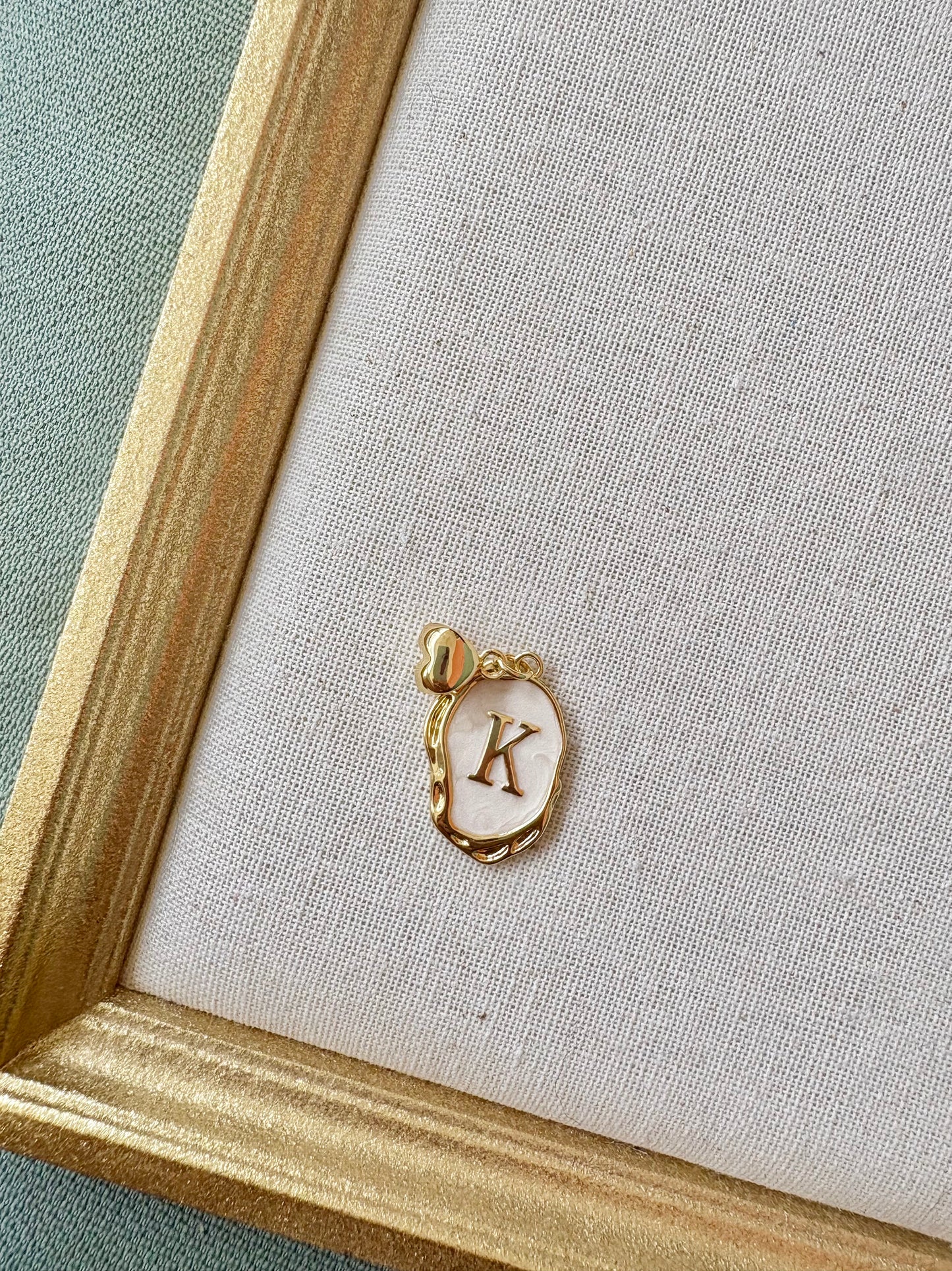 Chunky White Initial Charm