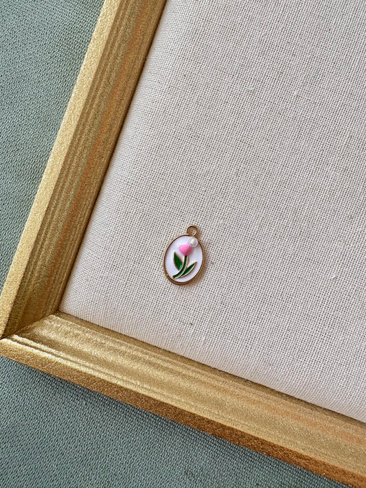 Pink Flower Enamel Charm