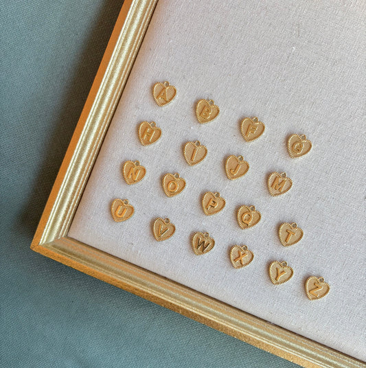 Yellow Gold Heart Initial Charm