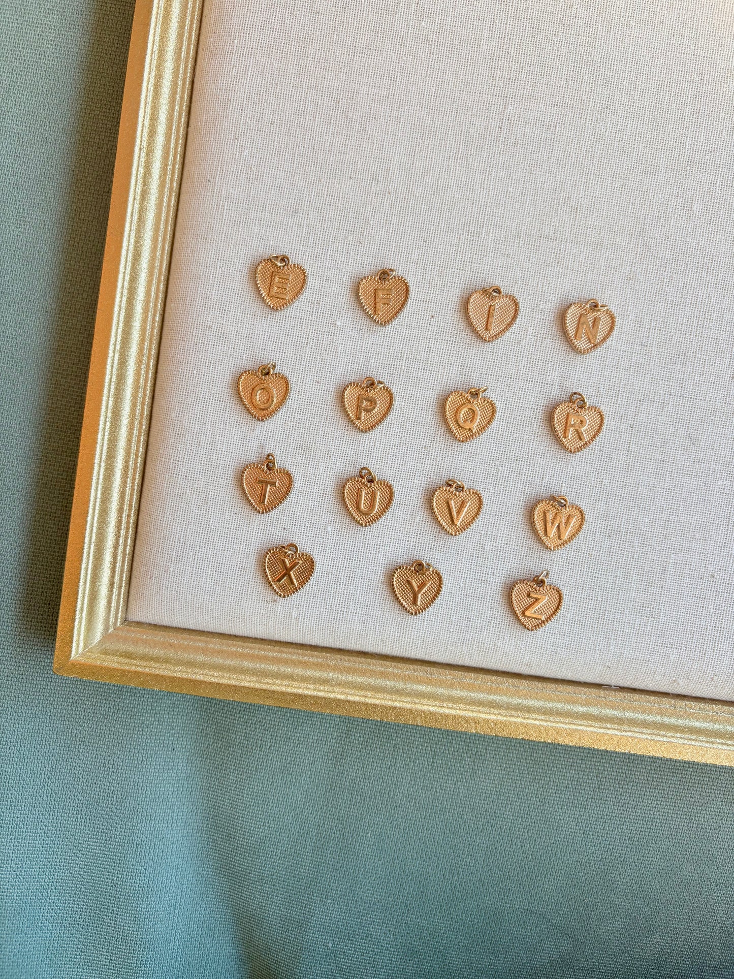 Brassy Gold Initial Heart Charm