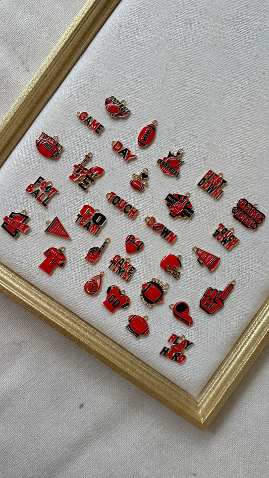 Red and Black Assorted Football Charms