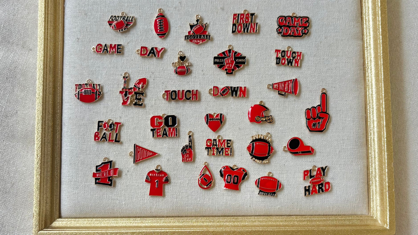Red and Black Assorted Football Charms