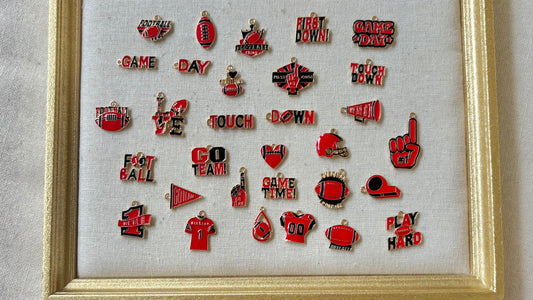 Red and Black Assorted Football Charms